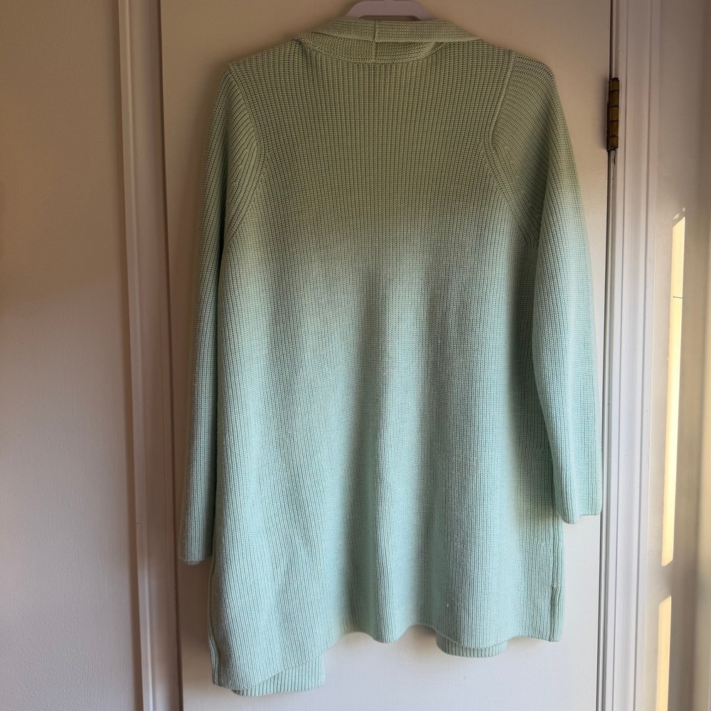 Eileen Fisher Light Mint Green Ribbed Open Front Cardigan Sweater M M - Picture 6 of 7